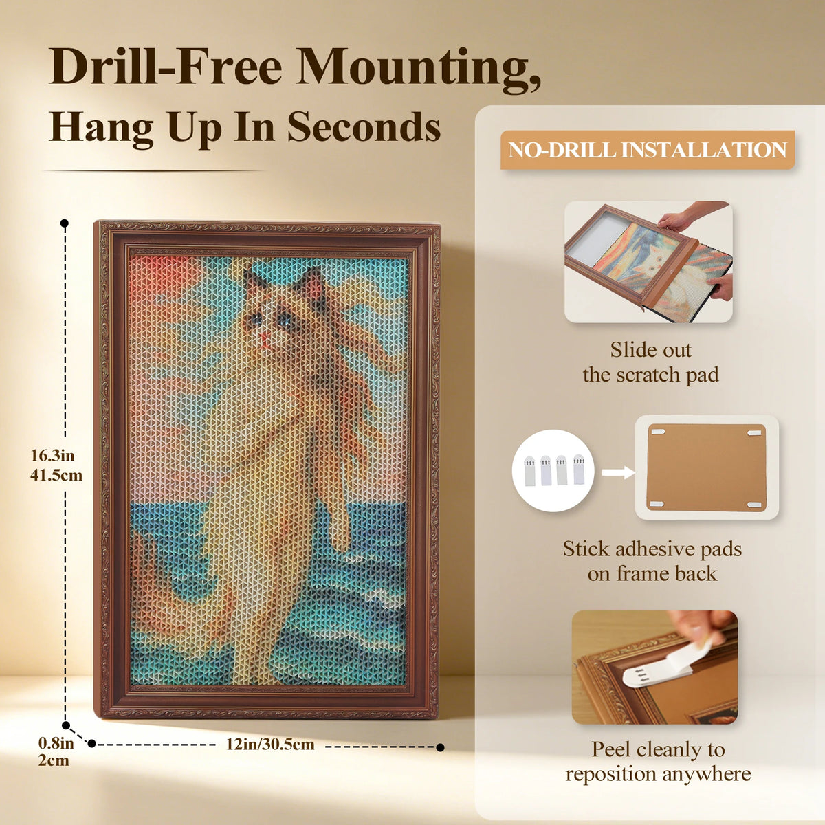 PAWZ Road Corrugated Cat Wall Scratcher Board with Adhesive Strips