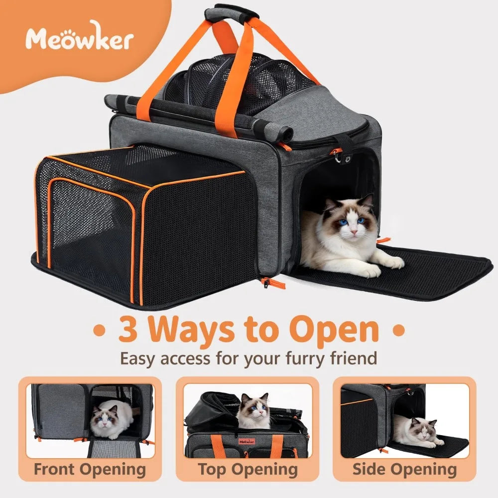 Soft Sided Pet Carrier: Breathable Mesh, Expandable, Fits Pets Up to 15 Lbs
