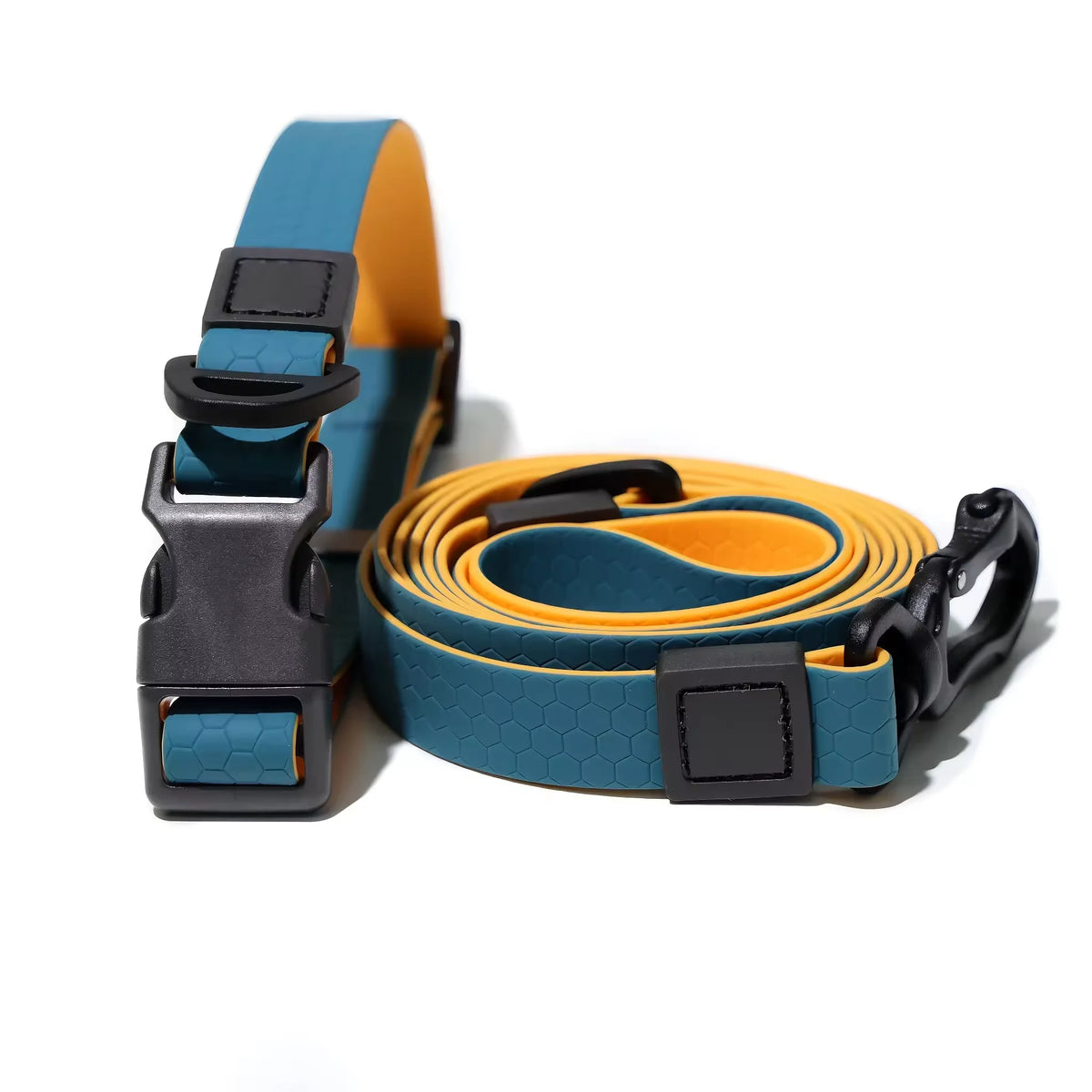 Waterproof PVC Dog Collar and Leash Set with Heavy Duty Swivel Clip for Small Medium and Large Dogs