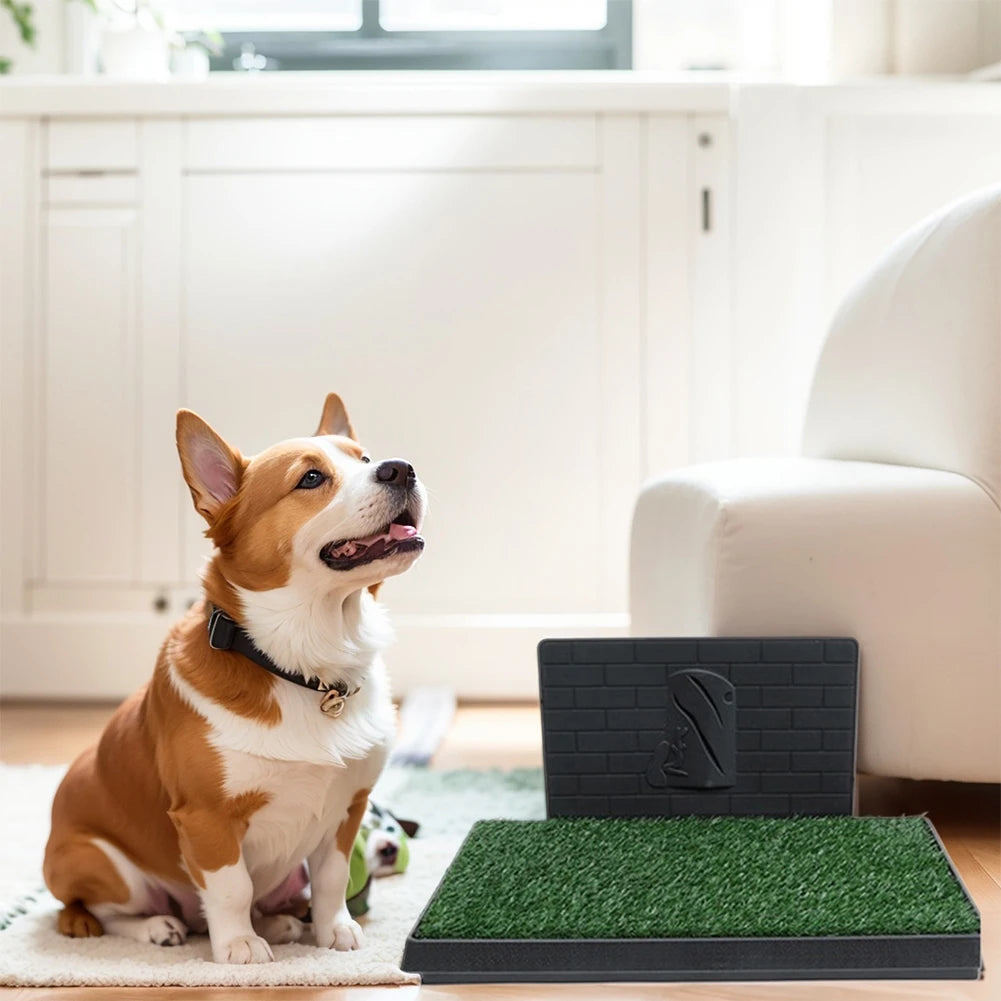 Dog Grass Pad with Large Tray Reusable Artificial Grass Training Pads Puppy Turf Grass Pad Ideal for Small and Medium Dogs