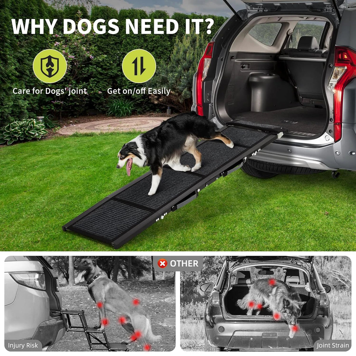 HiMISS Portable Folding Dog Car Ramp with Non Slip Surface