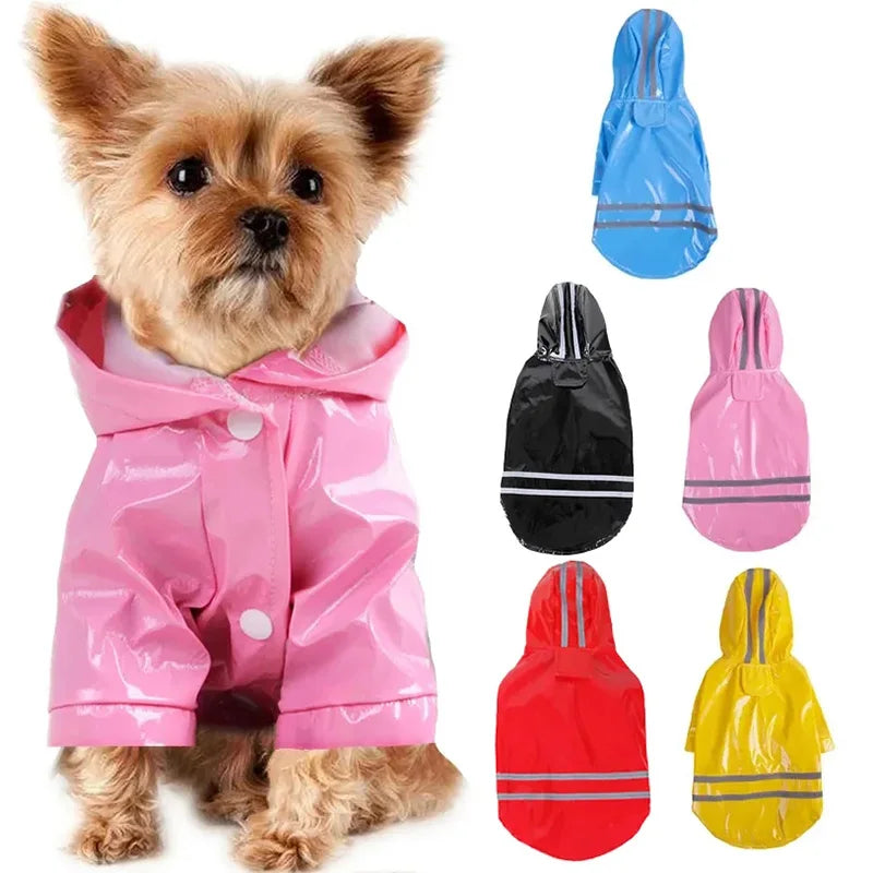 Waterproof Dog Raincoat With Hood Reflective Outdoor Pet Jacket