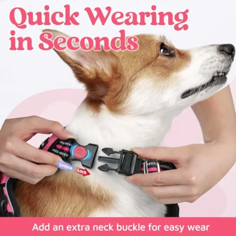 Dog Harness for Large, No Pull 3 Buckles Easy On and Off Soft Padded, Walking with Control Handle, Adjustable and Reflective, P