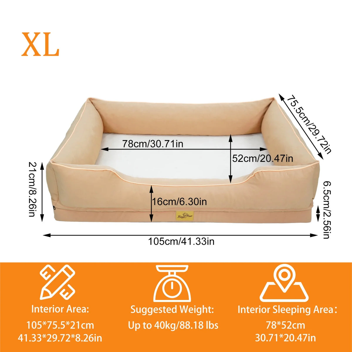 M/L/XL/2XL/3XL Orthopedic Dog Beds Oxford Bolster Foam Base Pet Dogs Couch Sofa Lounger Bed Waterproof Lining Removable Cover