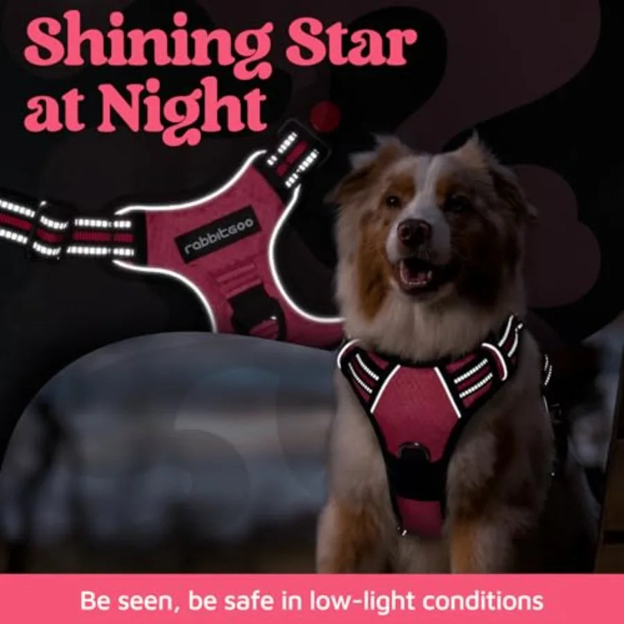 Dog Harness for Large, No Pull 3 Buckles Easy On and Off Soft Padded, Walking with Control Handle, Adjustable and Reflective, P