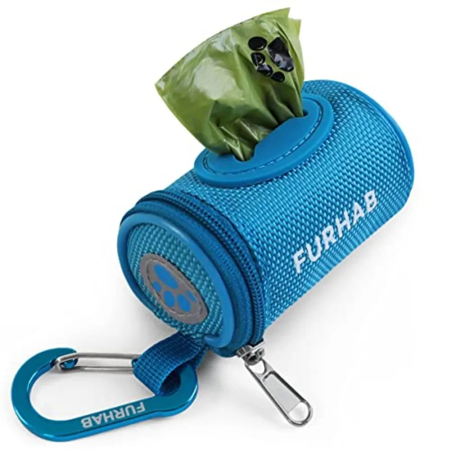 Dog Poop Bag Holder With Carabiner Clip And Nylon Dispenser