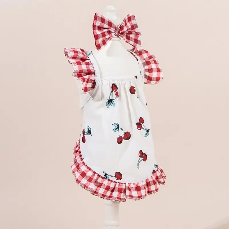 Plaid Pet Princess Dress with Bow for Dogs and Cats