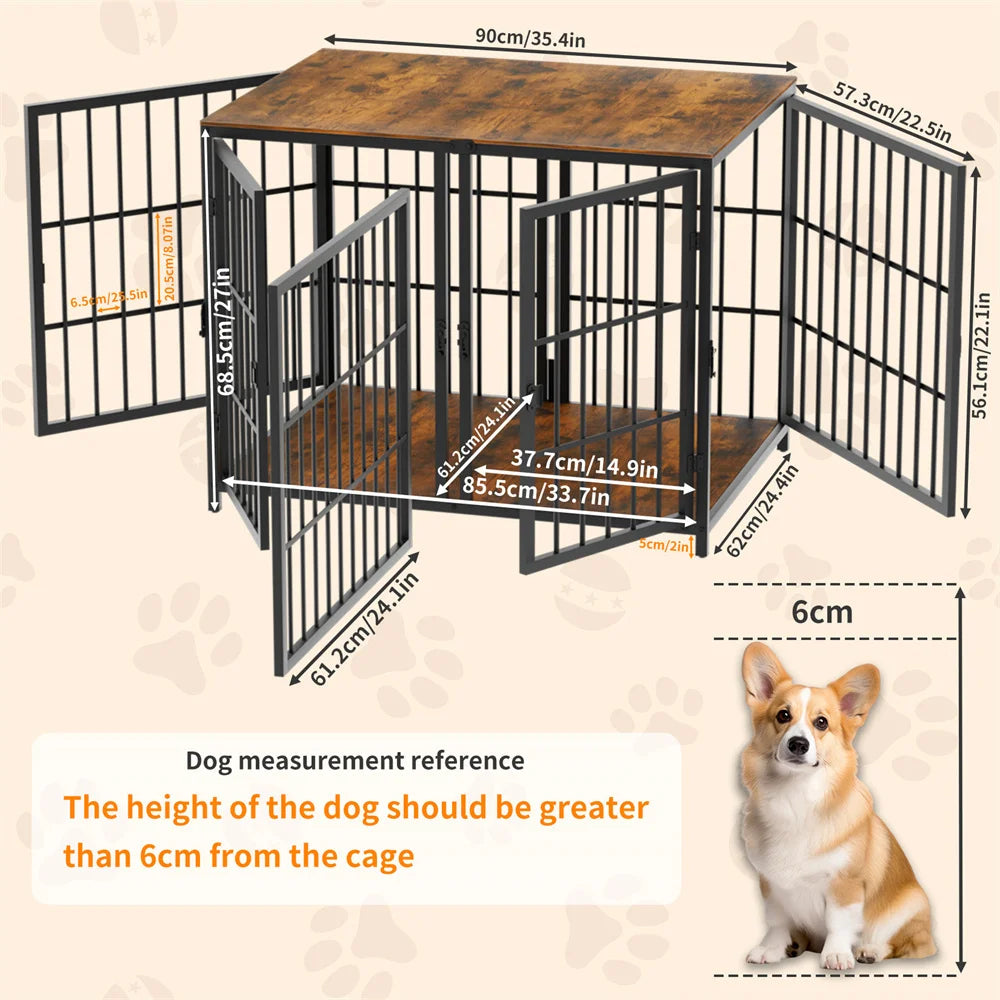 1Pcs Ultra Thicken Dog Crate Cage Pet Dog Puppy Kennel with Removable Divider and 4 Doors for 2 Small Dogs or 1 Medium Large Dog
