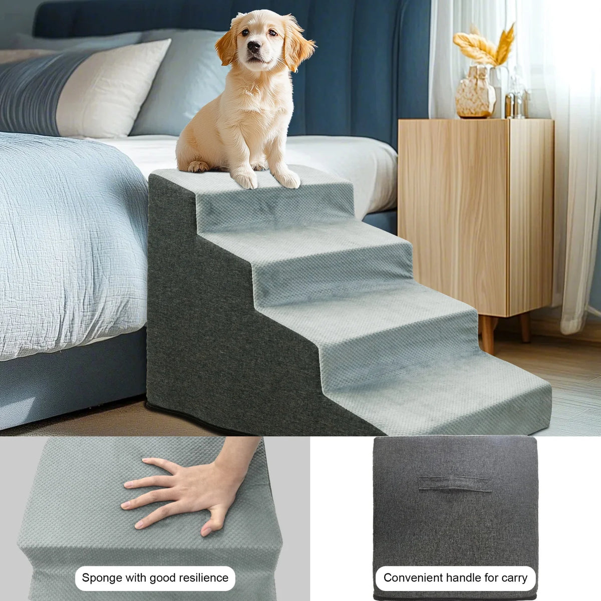 High Density Foam Dog Stairs With Washable Non Slip Cover