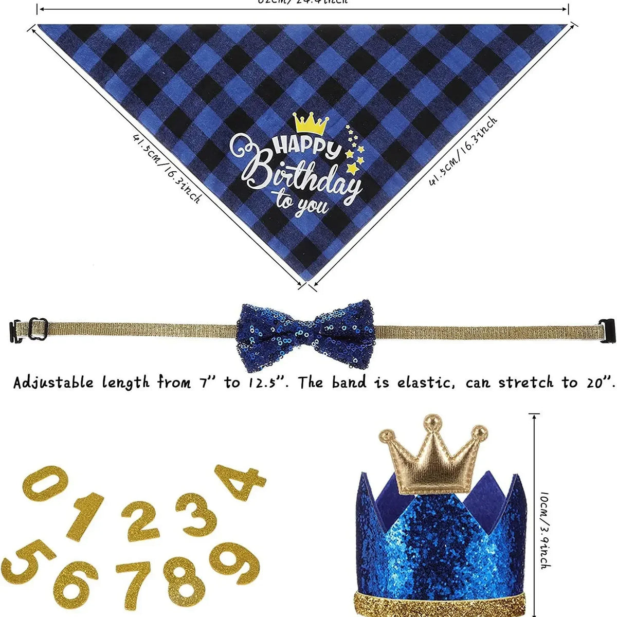 Birthday Party Pet Bandana And Crown Hat Costume Set for Pets