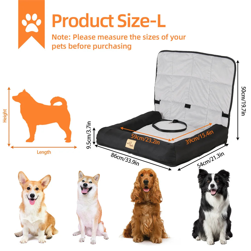 BORWART Portable Dog Car Seat Bed With Safety Belt