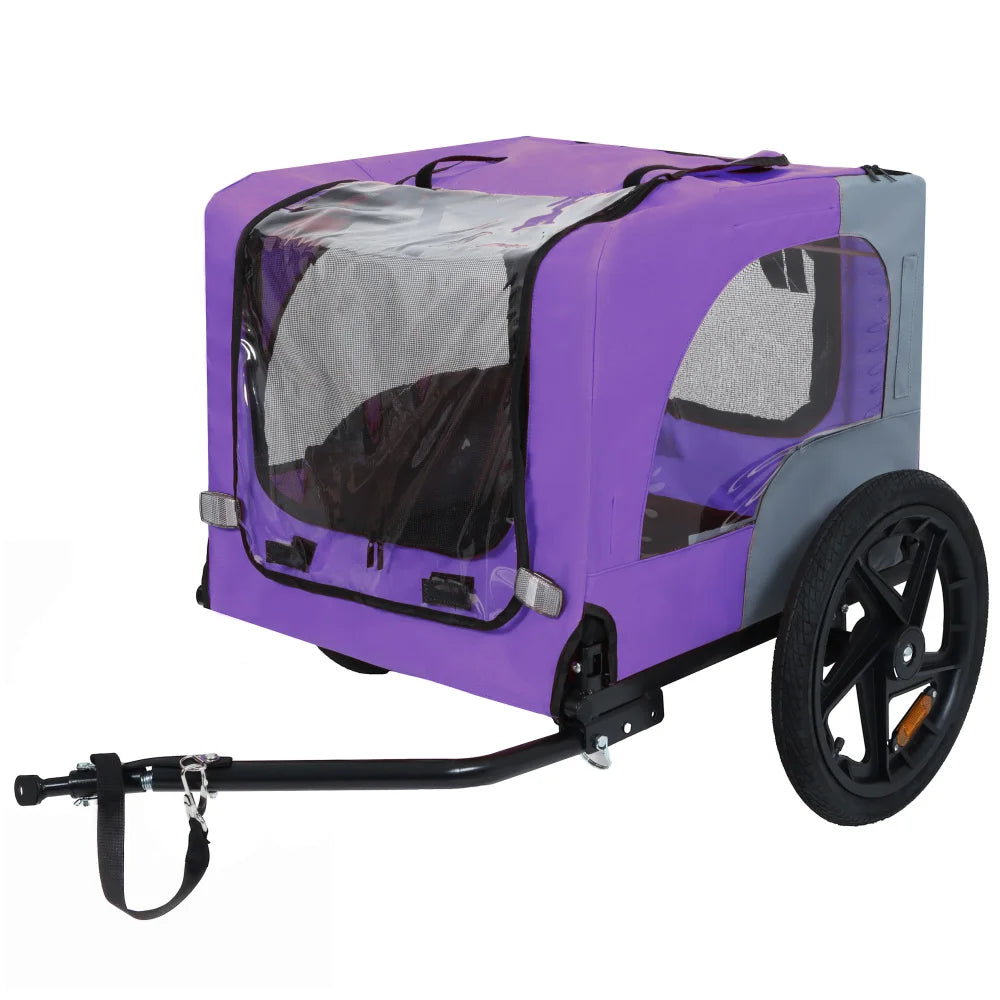 Foldable Dog Bike Trailer with Waterproof Canopy and Mesh Windows