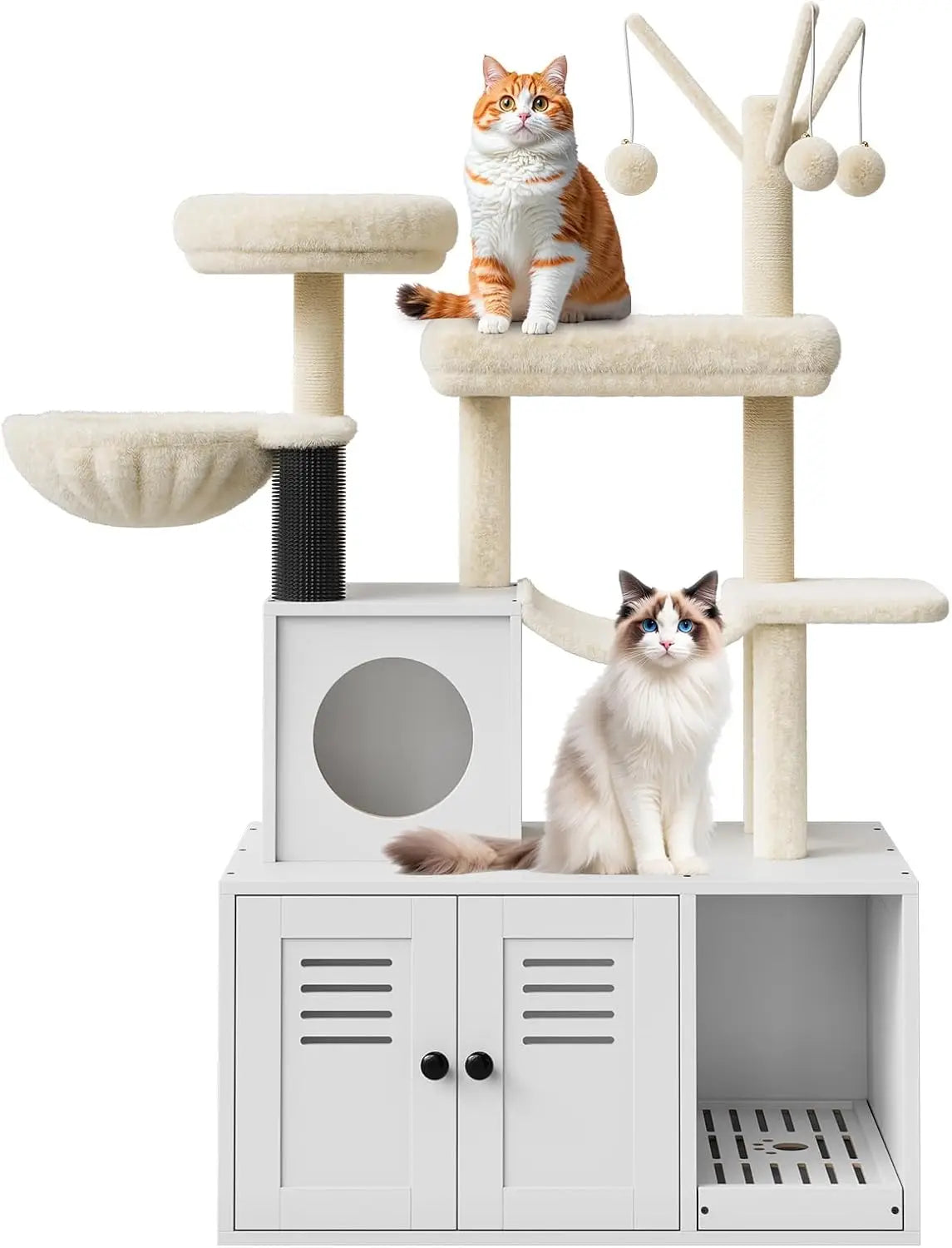 Tacleekii Modern Cat Tree With Hidden Litter Box Enclosure