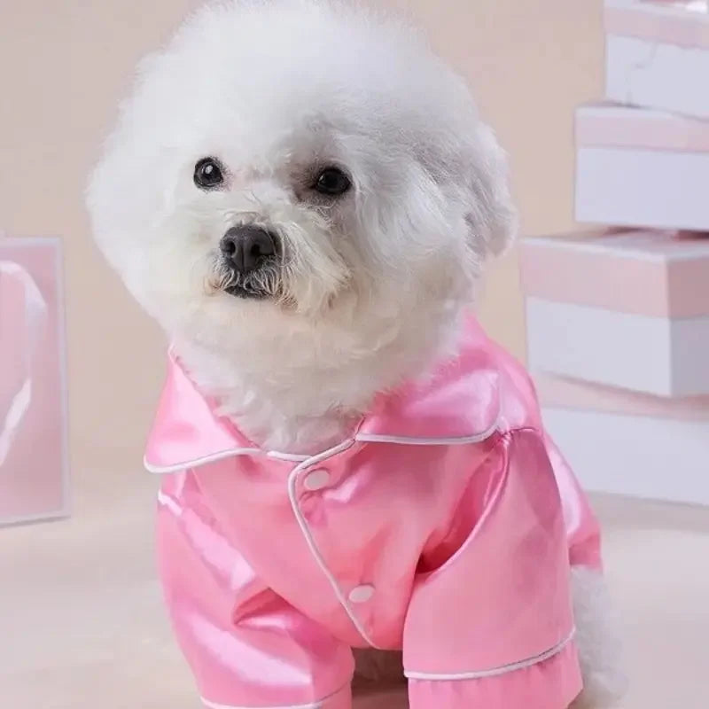 Cute Silk Button Closure Pajamas for Dogs and Cats