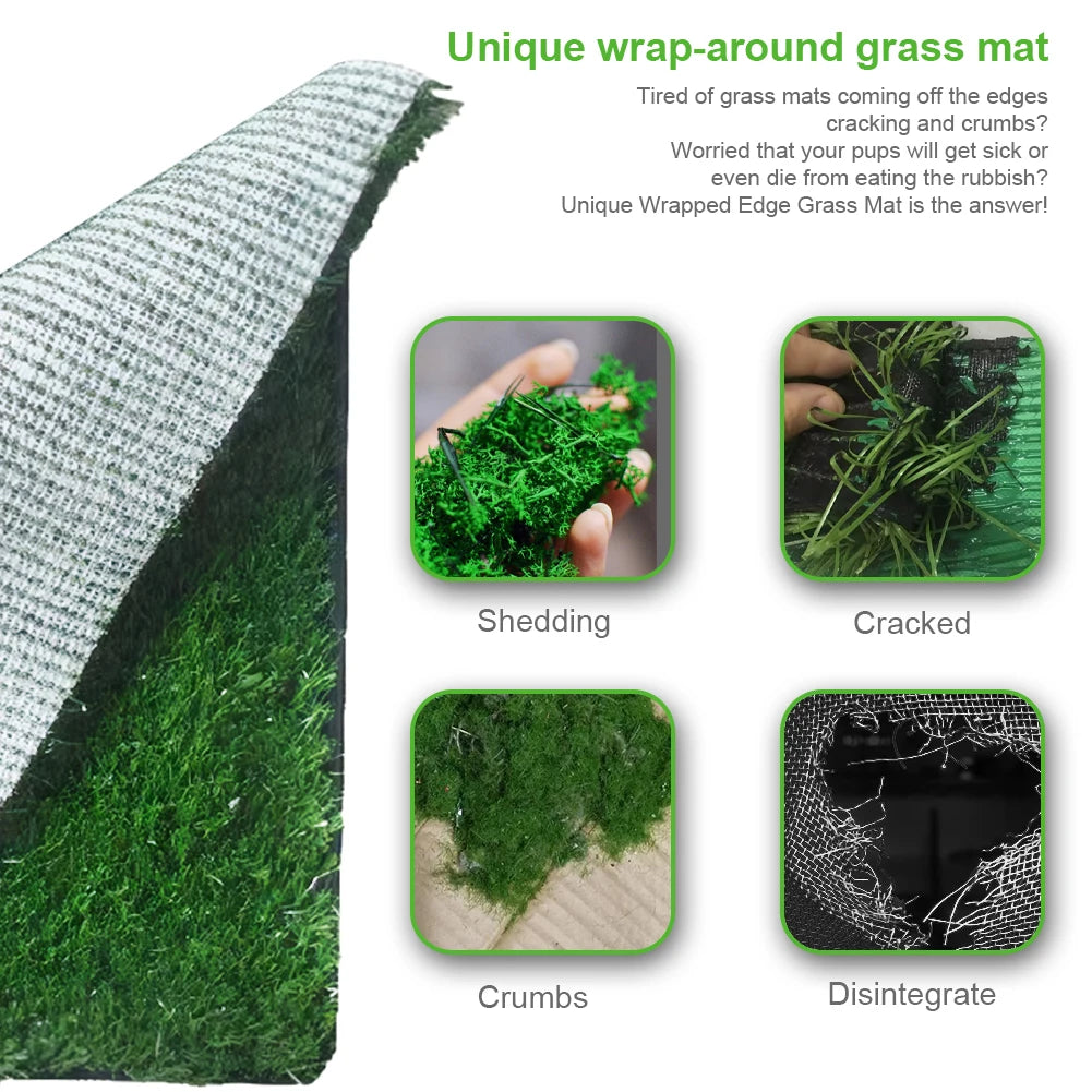 Dog Grass Pad with Large Tray Reusable Artificial Grass Training Pads Puppy Turf Grass Pad Ideal for Small and Medium Dogs