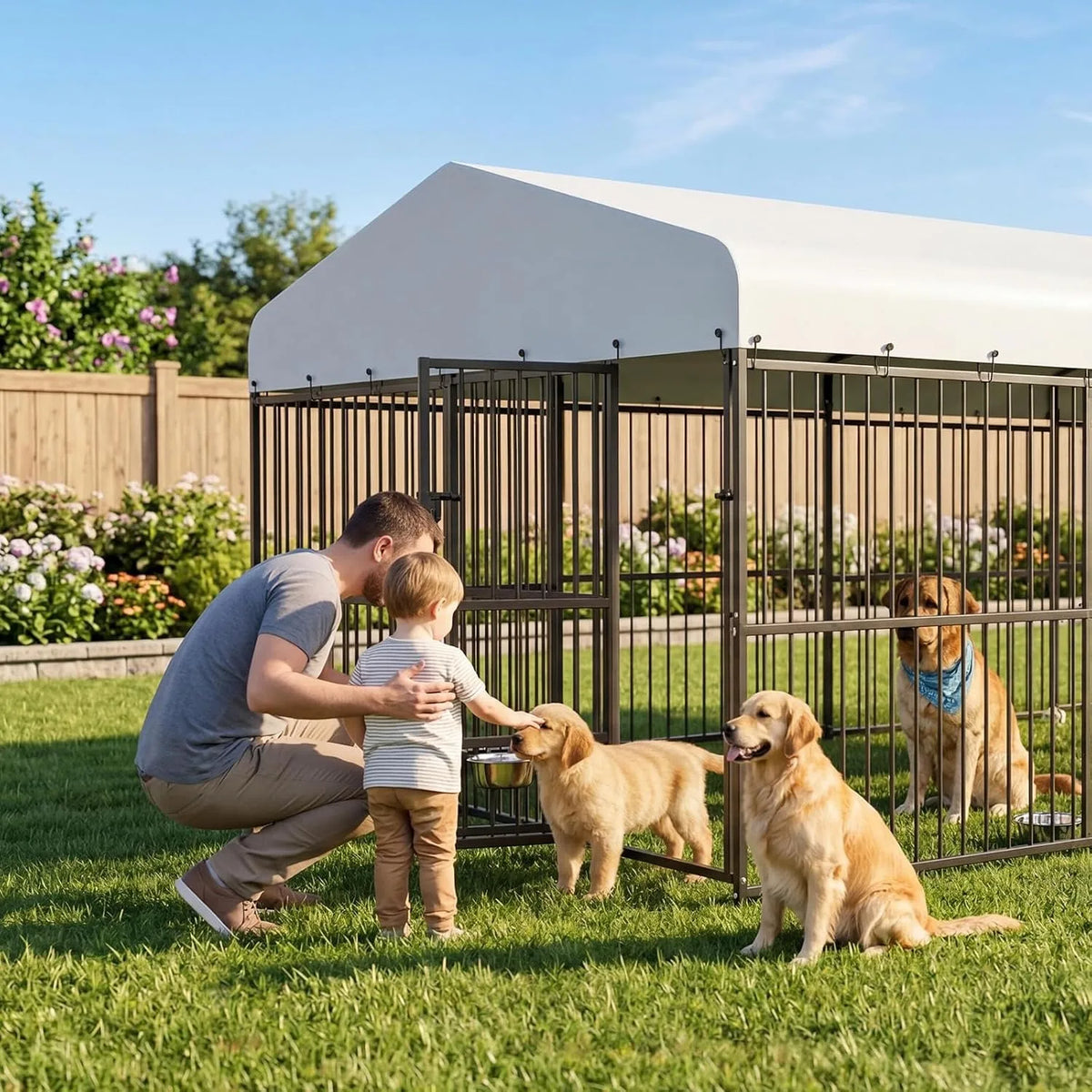 Heavy Duty Outdoor Dog Kennel With Secure Walk In Run