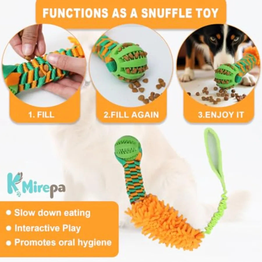 Dog Tug Toy - Interactive Dog Rope Toys, Stretchy Bungee Handle, Strong Squeak Rope Toy for Large Dogs, Puppies, Middle Dogs Or