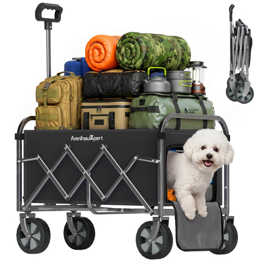 Collapsible Utility Wagon With All Terrain Wheels And Adjustable Handle