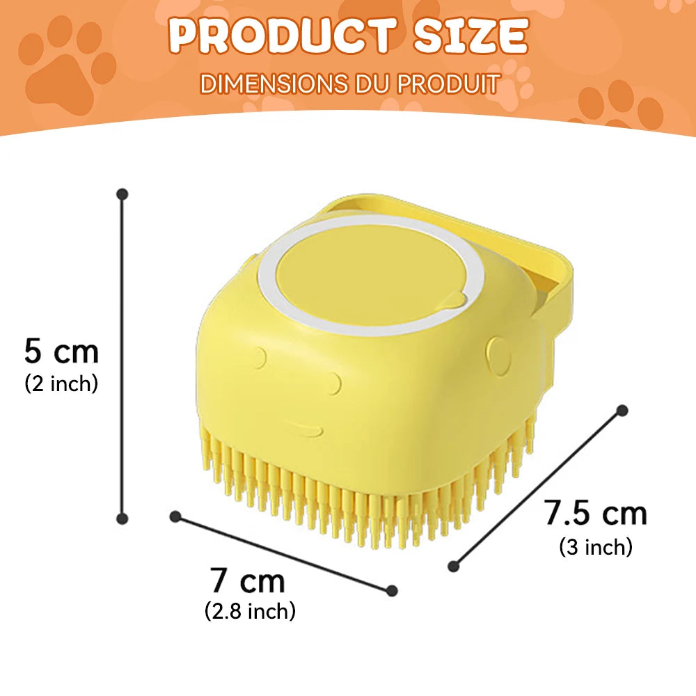 Silicone Bath Brush With Shampoo Dispenser For Dogs And Cats