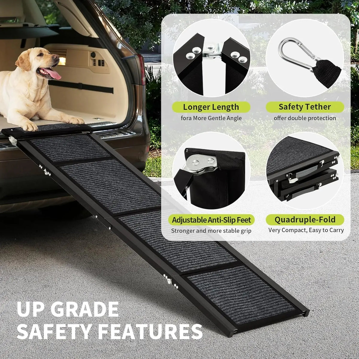 HiMISS Portable Folding Dog Car Ramp with Non Slip Surface