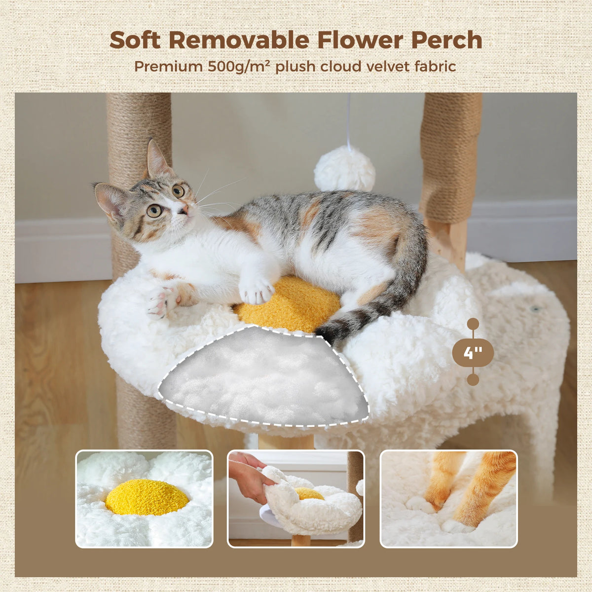 PAWZ Road Modern Cat Tree With Condo Hammock Scratching Post