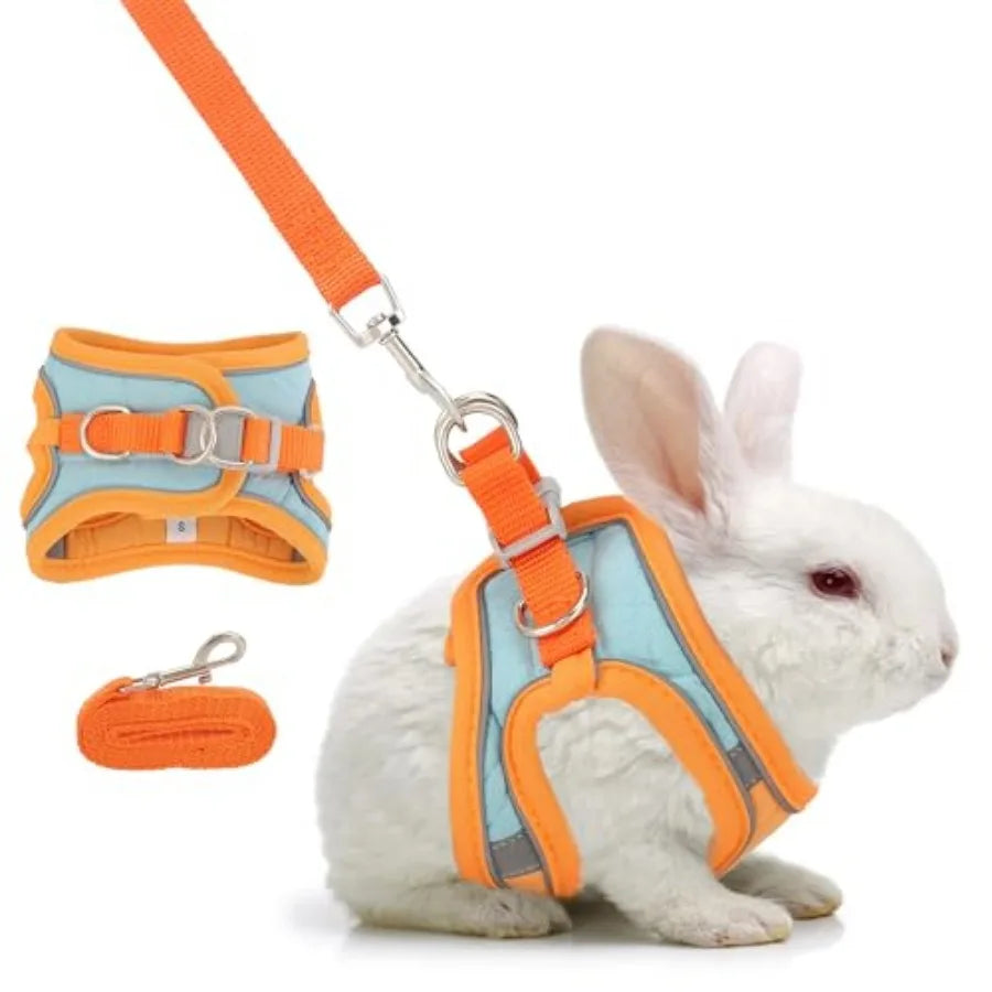 Adjustable Rabbit Harness And Leash Set With Soft Reflective Strips