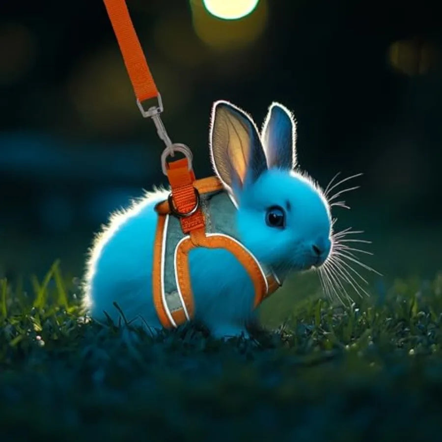 Adjustable Rabbit Harness And Leash Set With Soft Reflective Strips