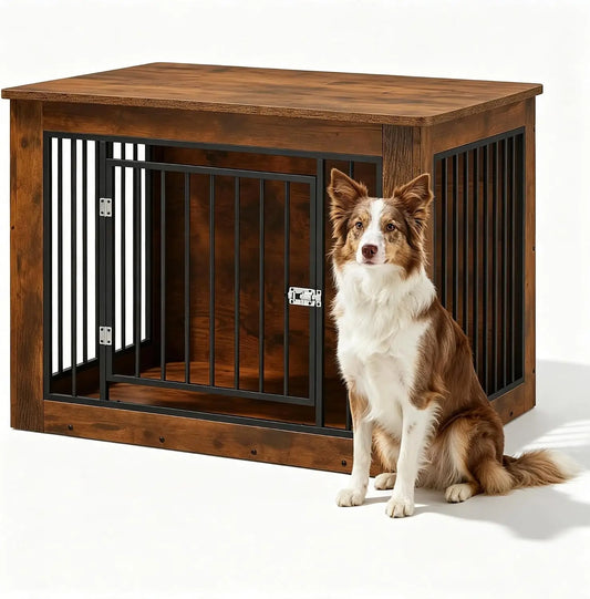 Furniture Style Dog Crate End Table With Dual Door Design