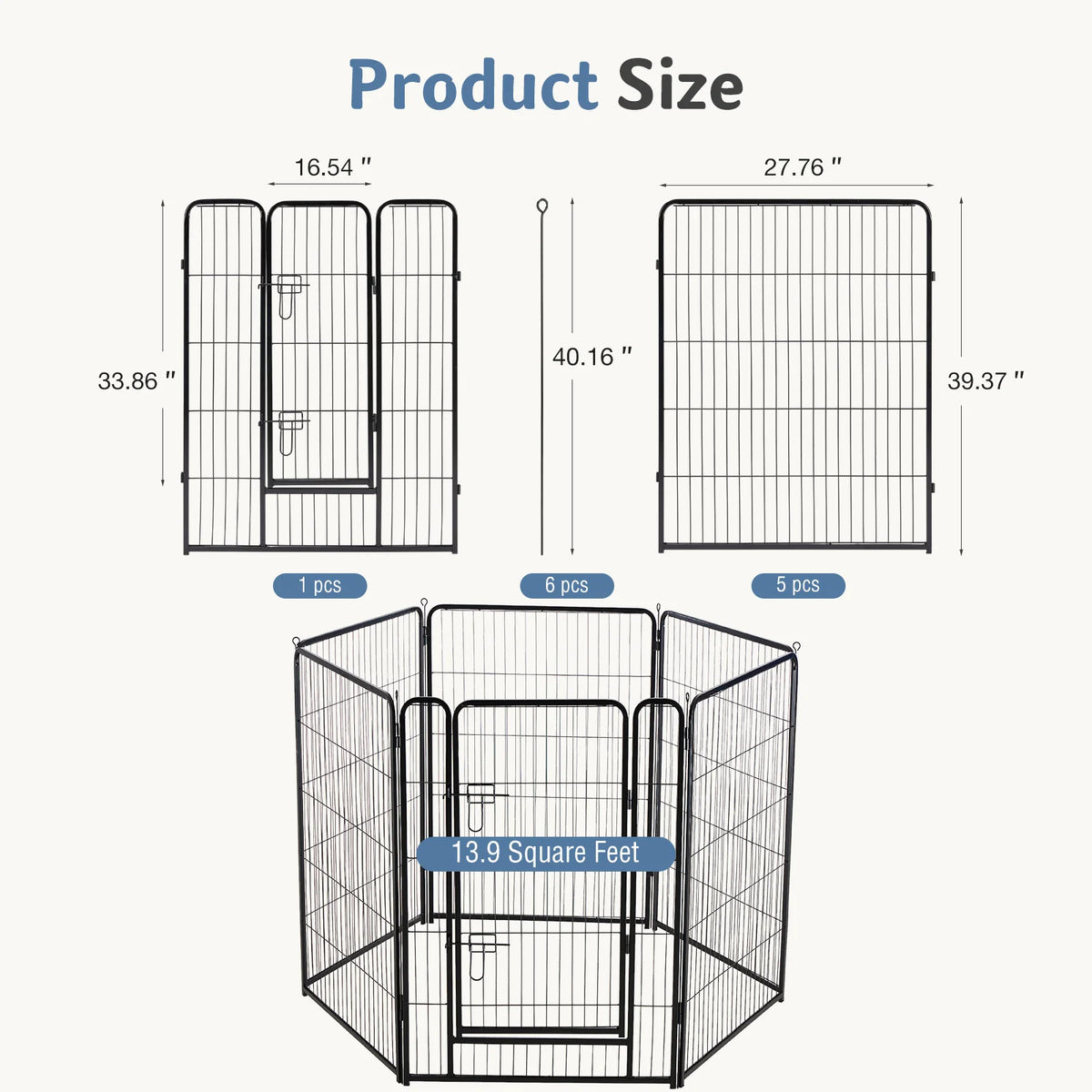 JHK Foldable Metal Dog Playpen For Indoor Outdoor Exercise