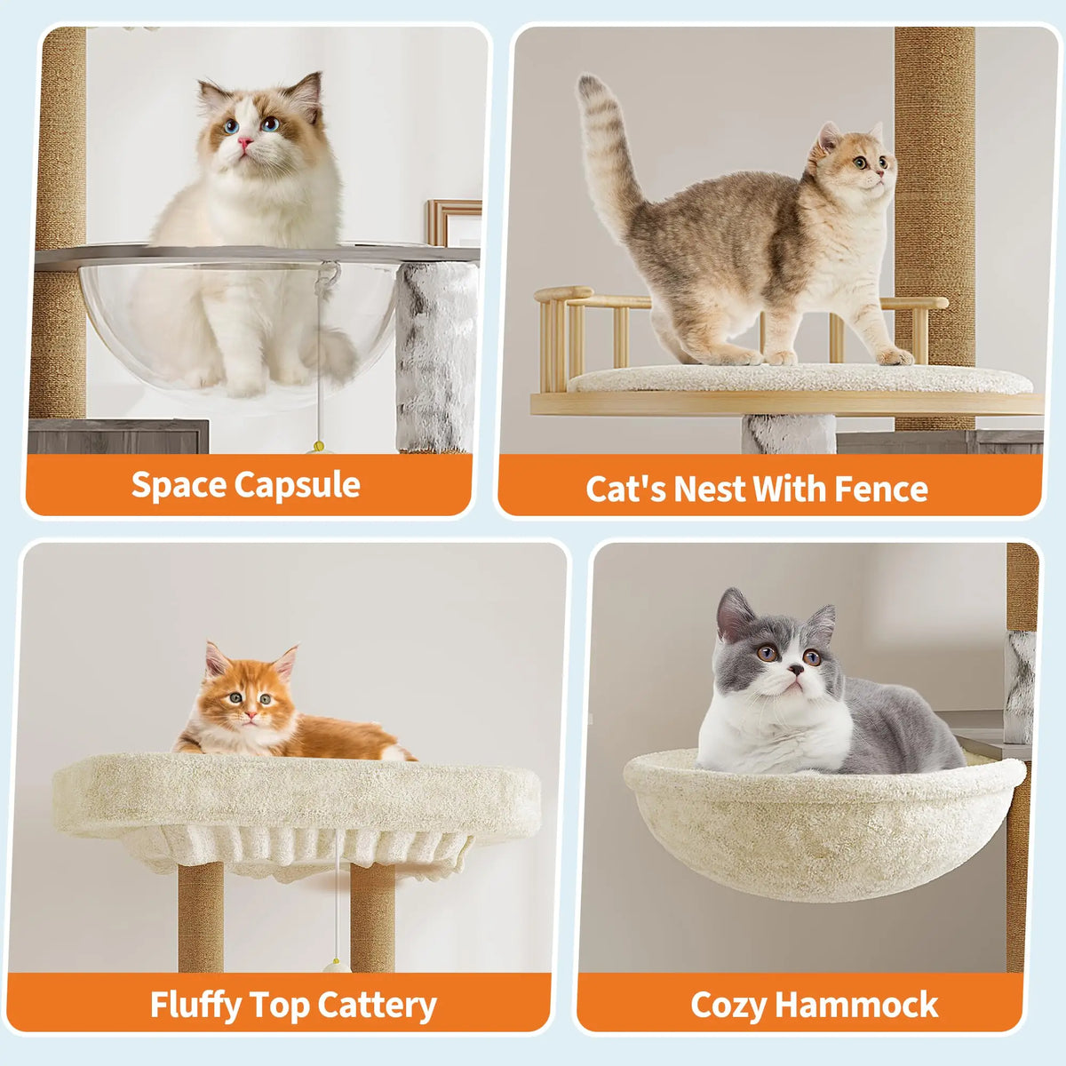 HOSSLLY Cat Tree With Hidden Litter Box And Scratching Posts