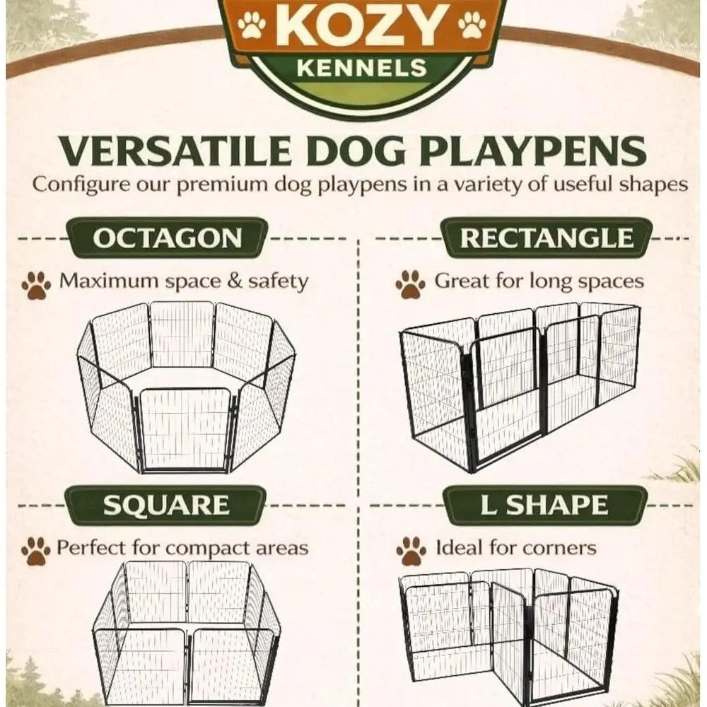 Dog Playpen w/Carrying Case or Indoor or Outdoor Use – 24 Inch, 8 Black Panels - Portable Metal Exercise Pen or Small Dogs & Pup