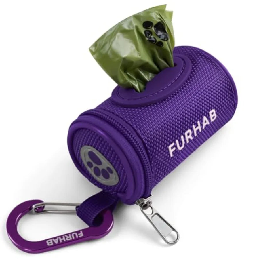 Dog Poop Bag Holder With Carabiner Clip And Nylon Dispenser
