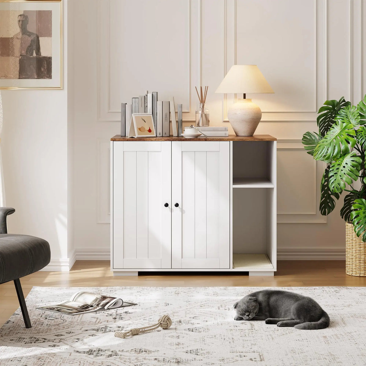 HiMISS Cat Litter Robot Enclosure With Shelf And Power Outlet