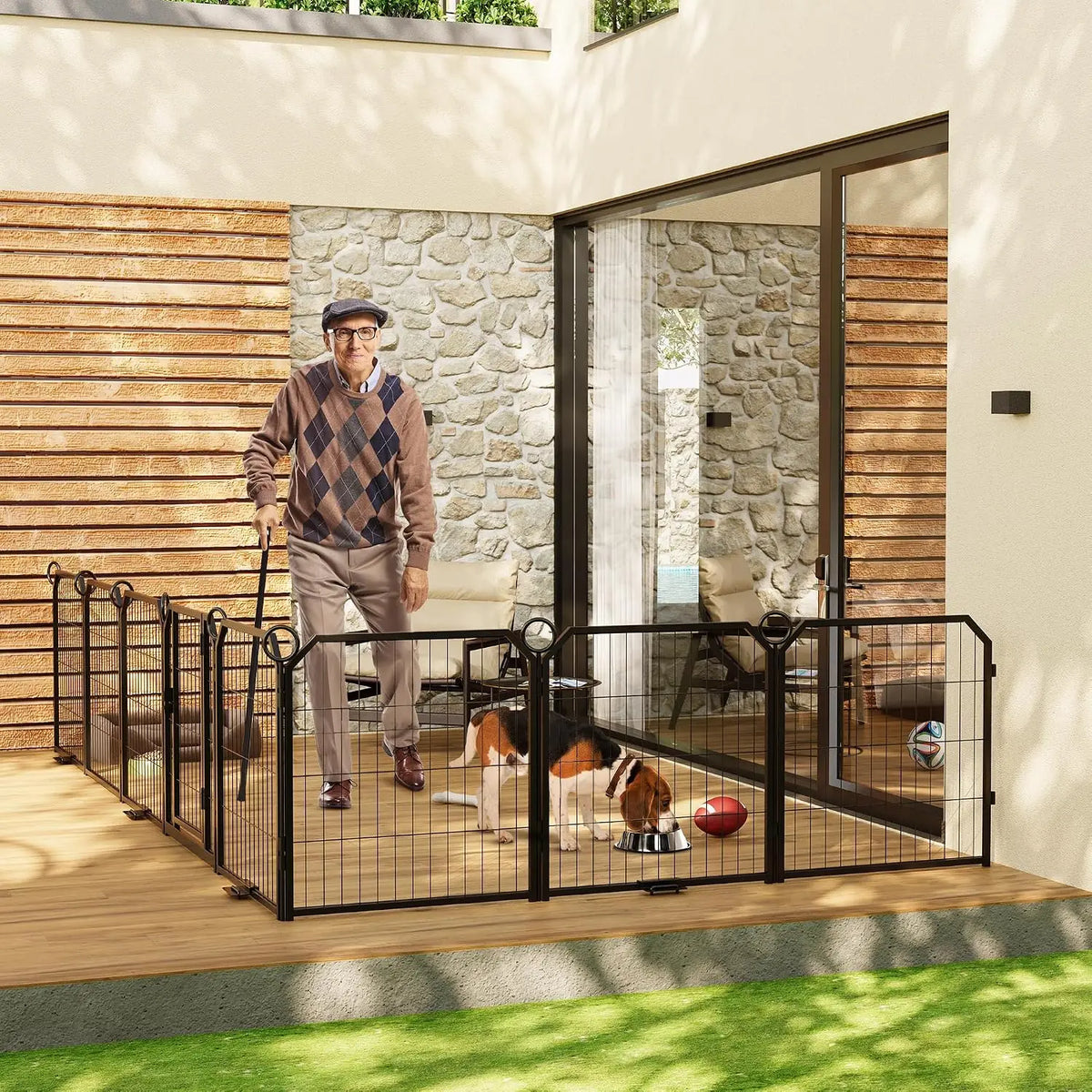 Garvee Metal Puppy Playpen With Secure Door For Indoor Outdoor Use