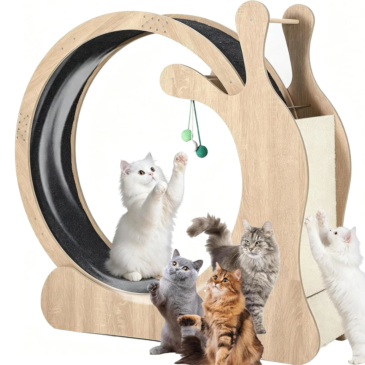 HiMISS Wooden Cat Exercise Wheel with Sisal Scratching Surface