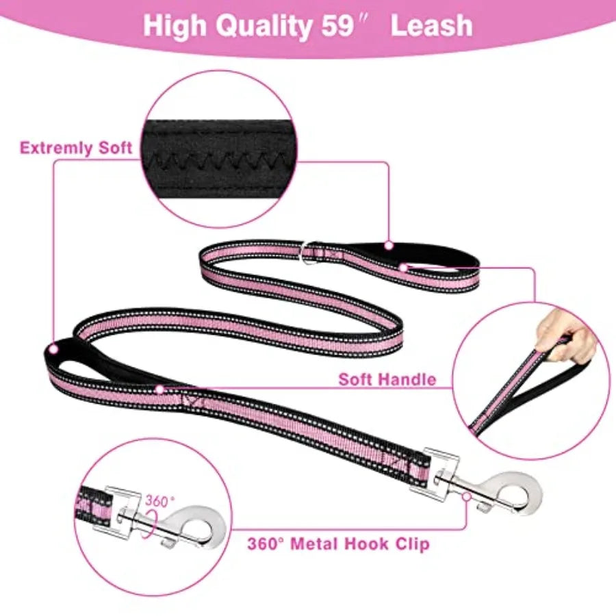 Reflective Nylon Harness Collar And Leash Set For Small Dogs