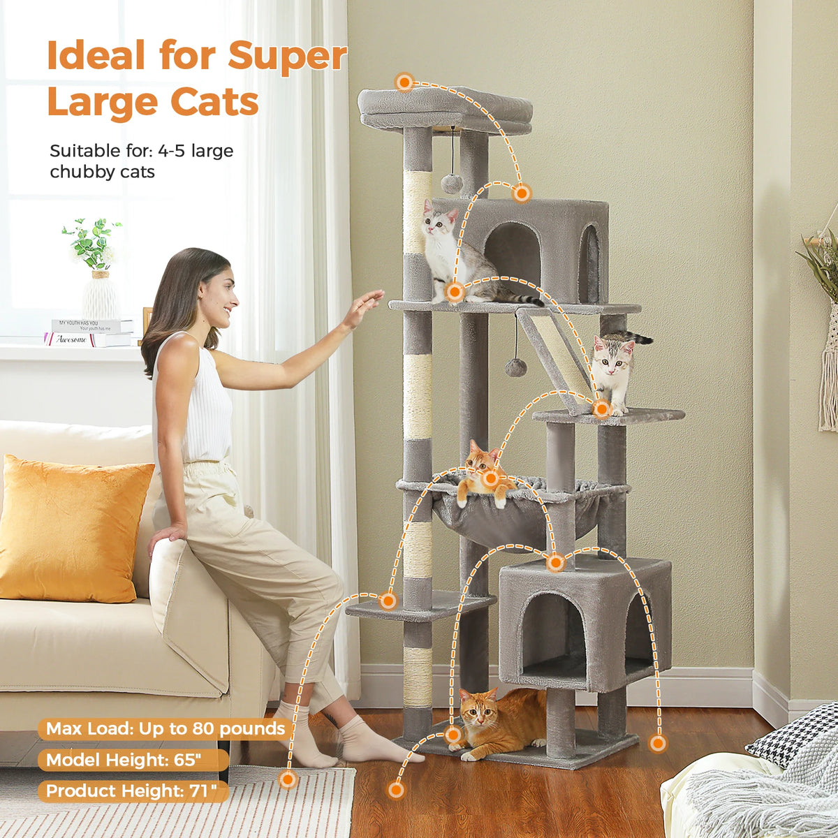 PAWZ Road Multi Level Cat Tree With Condos And Scratchers