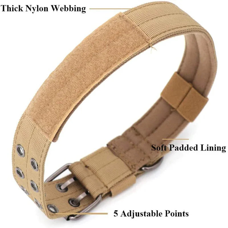 Wide Tactical Heavy Duty Nylon Large Dog Collar K9 Military With Metal Buckle