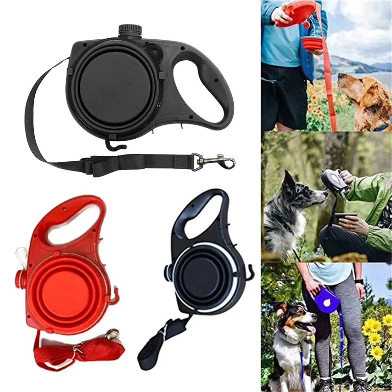 Multifunction Pet Dog Leash with Builtin Water Bottle Bowl Waste Bag Dispenser for Outdoor Walking Traction Rope Pet Accessories