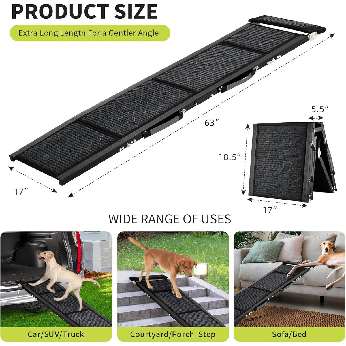 HiMISS Portable Folding Dog Car Ramp with Non Slip Surface