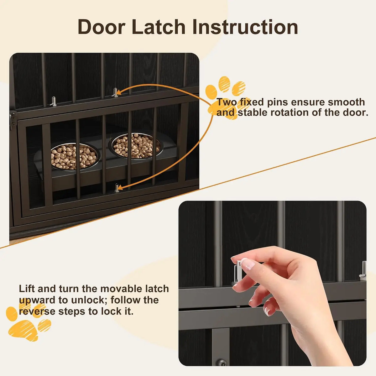 Wooden Corner Dog Crate Furniture With Double Doors Lockable Cage