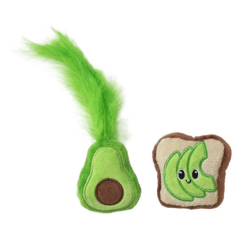 Avocado Toast Catnip Interactive Plush Cat Toy, Multicolor, Pack of 2