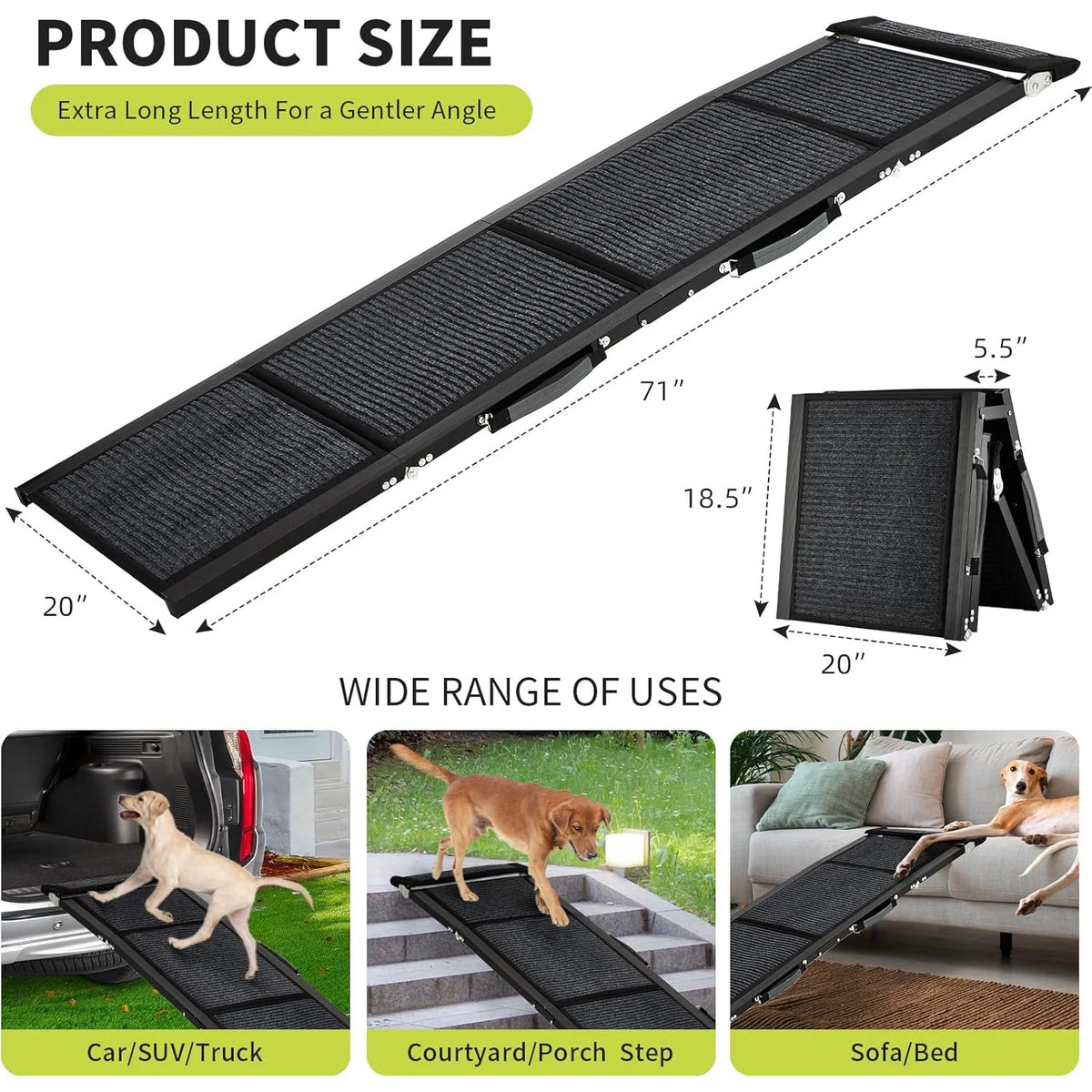 HiMISS Portable Folding Dog Car Ramp with Non Slip Surface