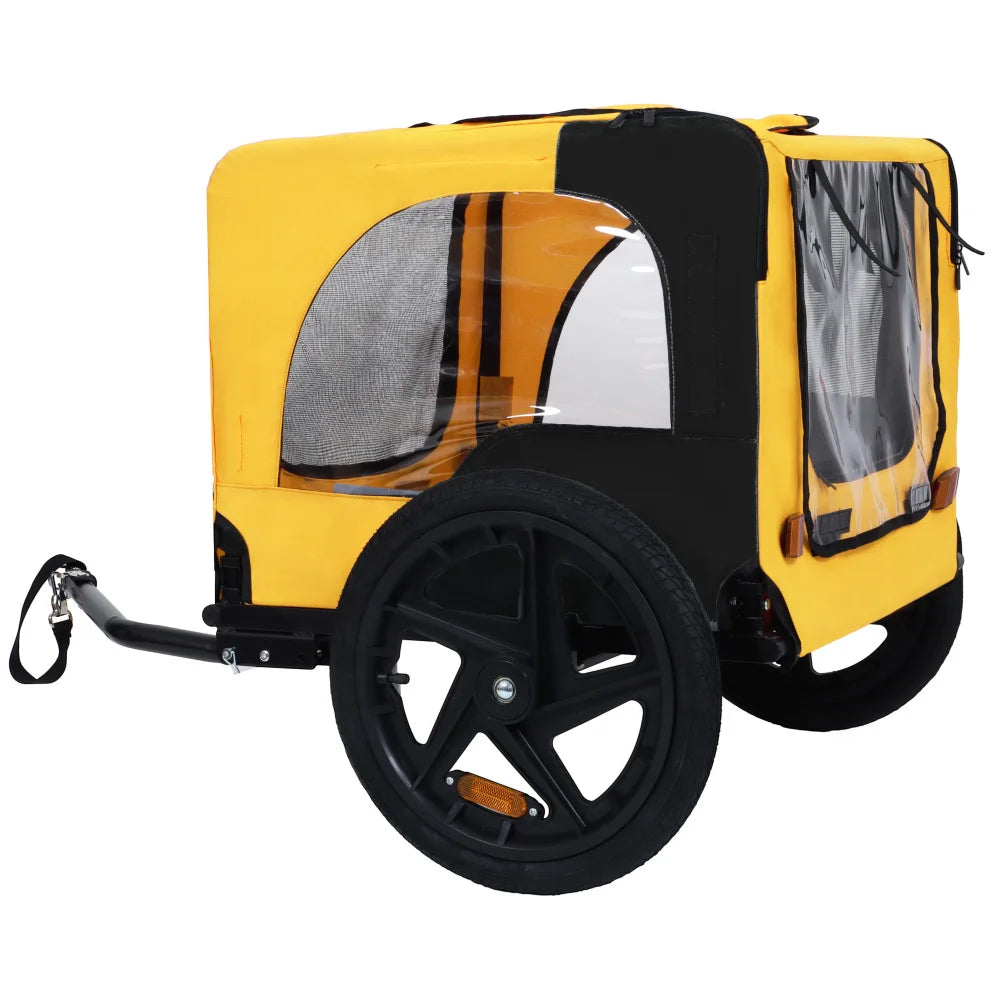 Foldable Dog Bike Trailer with Waterproof Canopy and Mesh Windows