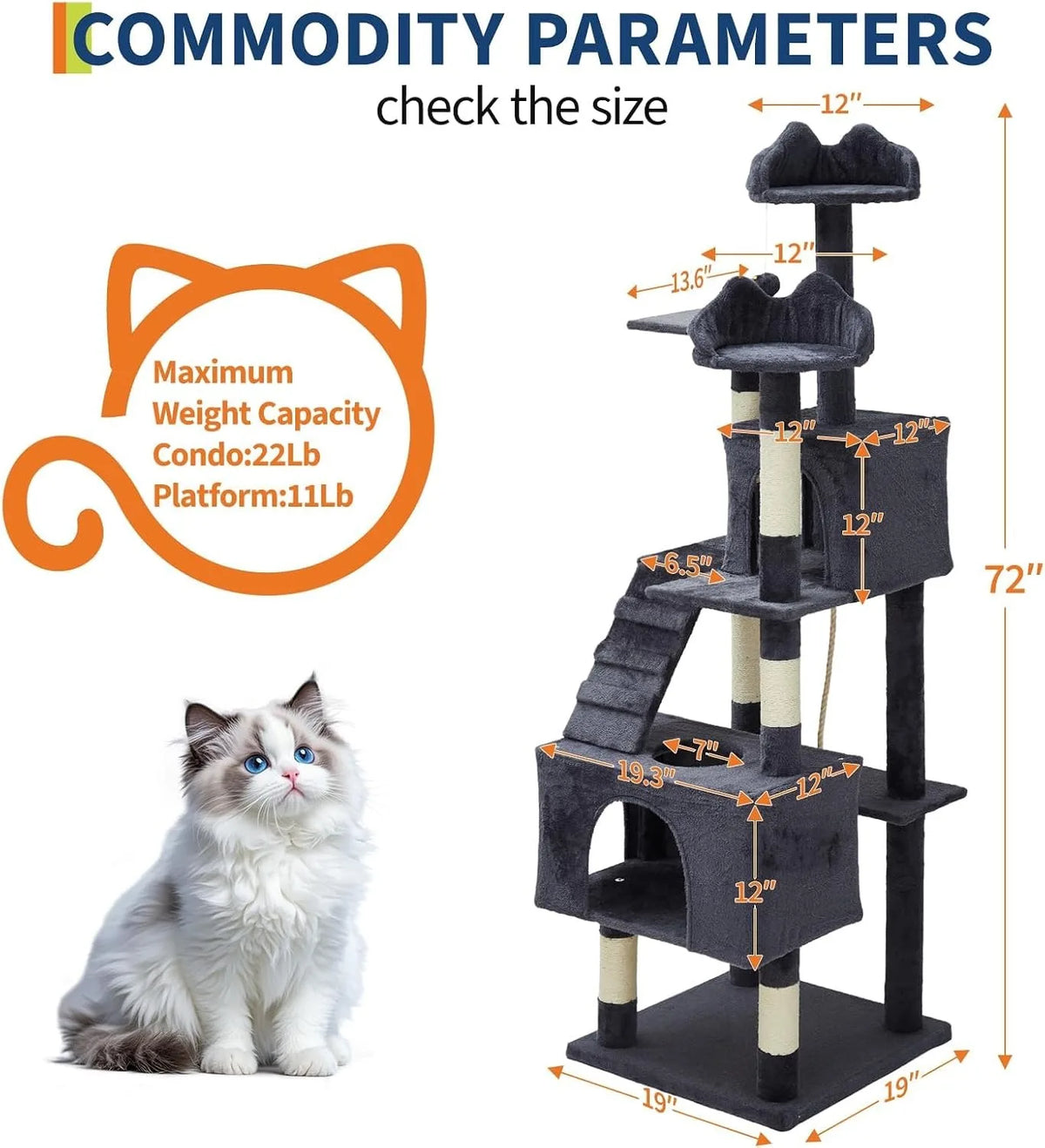 Multi Level Cat Tree Tower with Scratching Posts Condos Perches