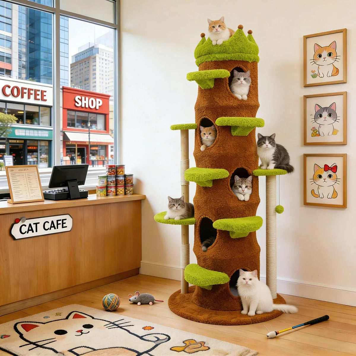BINGOPAW Heavy Duty Cat Tree Crown Perch Sisal Scratching Posts