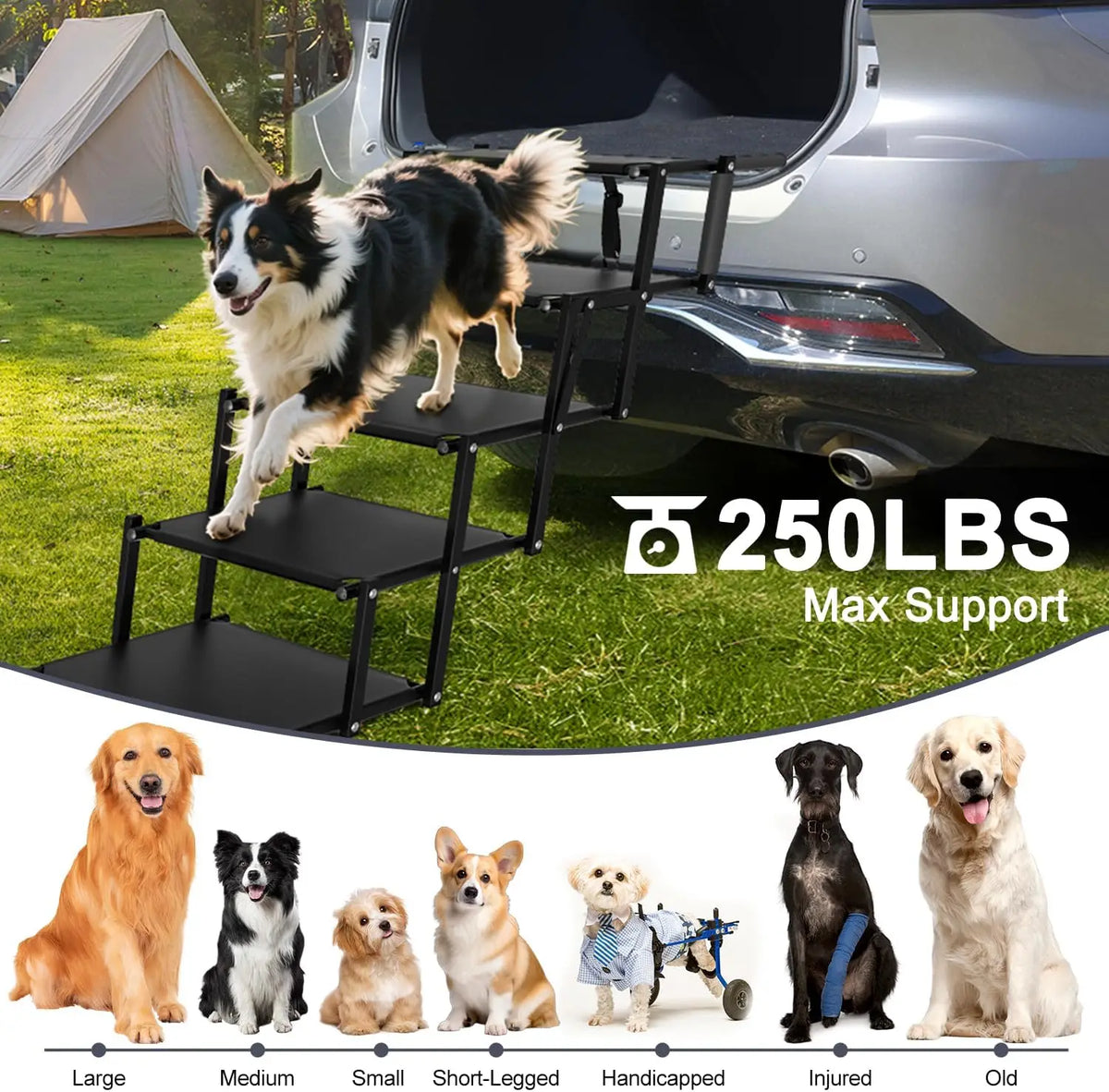 Heavy Duty Dog Stairs for Large Dogs and Car Access