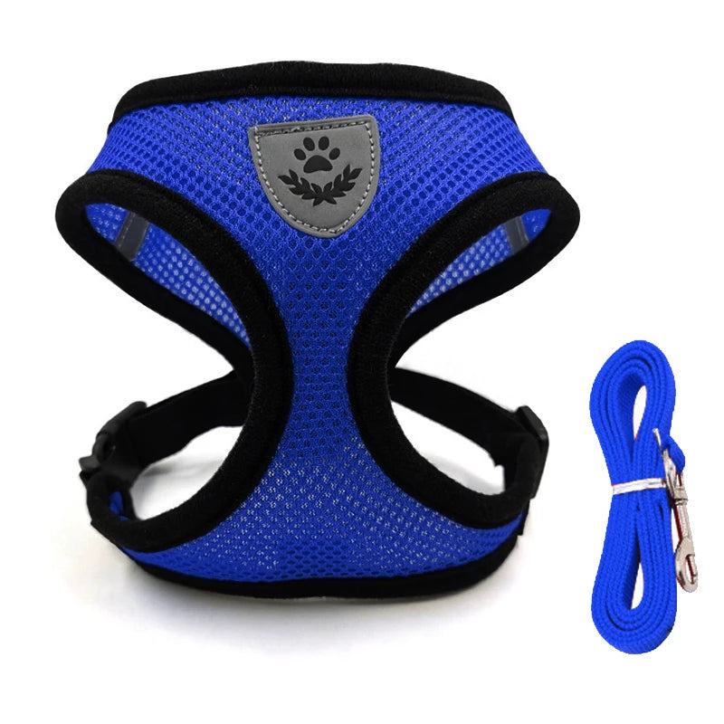 Adjustable Cat Dog Harness Leash Set Reflective Escape Proof Mesh Vest Puppy Kitten Chest Strap Pet Walking Safety Lead Supplies