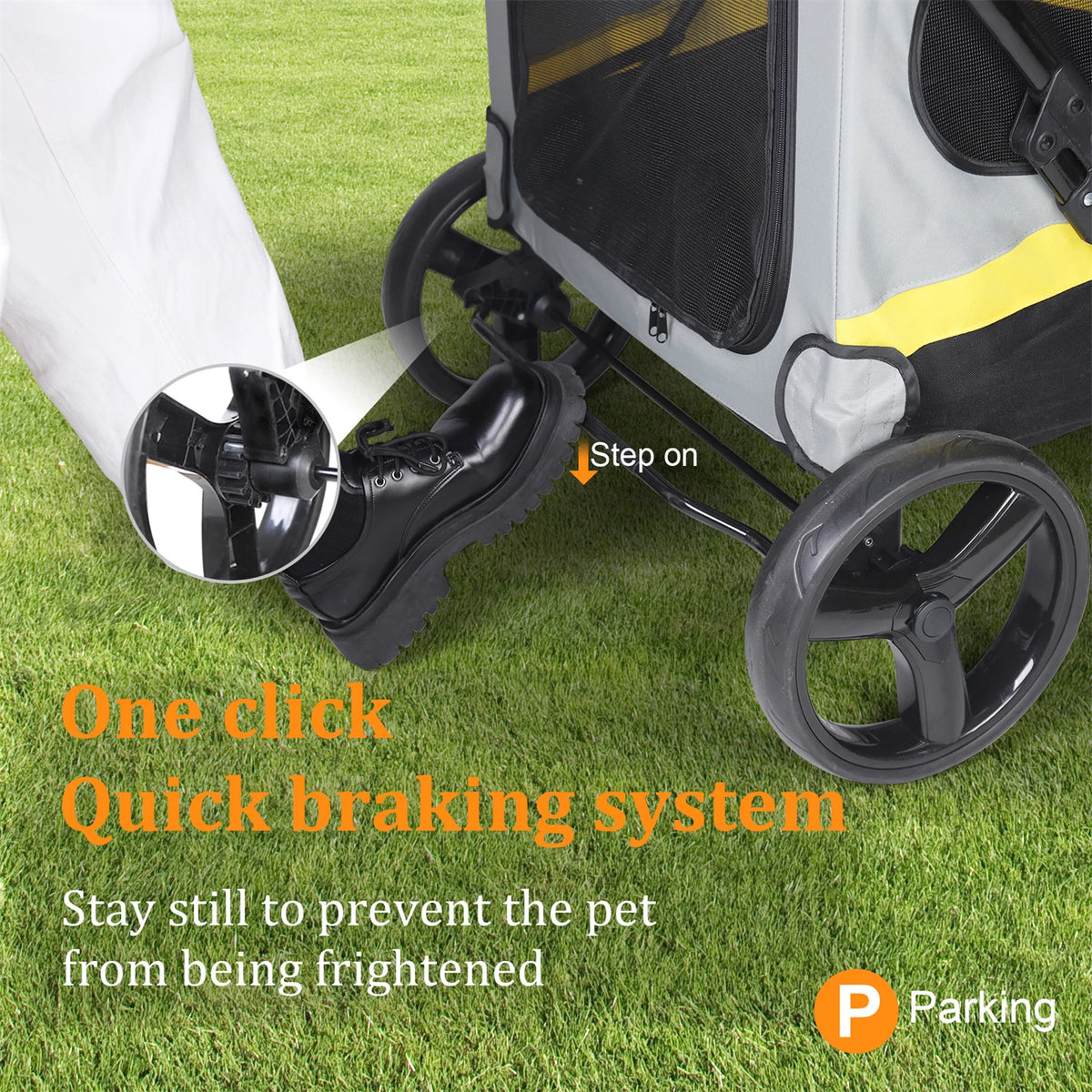 2 Sizes One-click Folding Dog Stroller 4 Wheels Dog Jogger Wagon Stroller Breathable and Visible Mesh for Small to Large Dogs Pet Jogging Carriage Stroller
