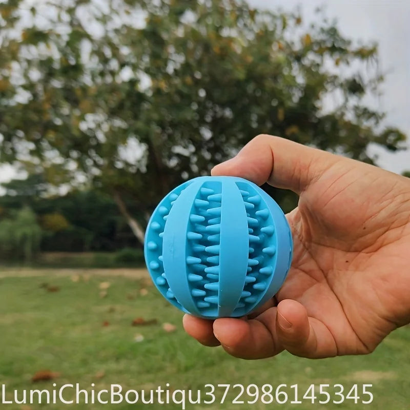 Durable Rubber Treat Dispensing Dog Ball Interactive Chew Toy